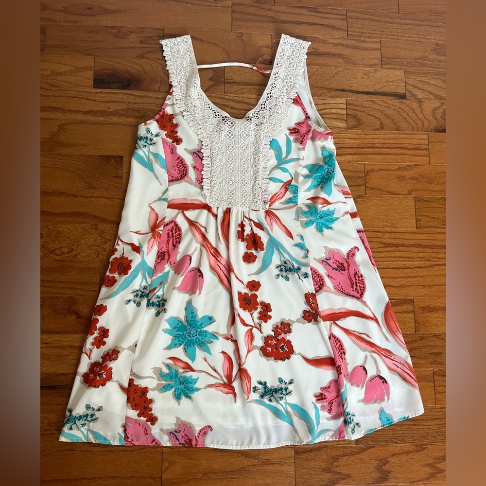 Pink owl size small floral dresss